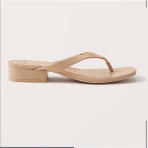 Square toe flip flop sandals with heel